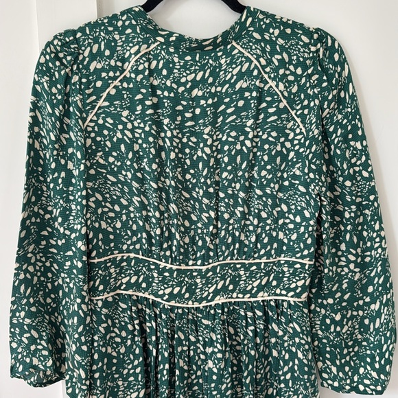 BA&SH Esmee Printed Midi Dress - Green Size 1/S - Picture 9 of 14